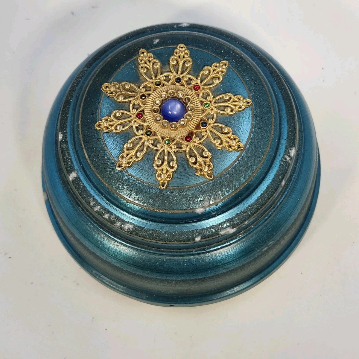 Betty Lou Blue Musical Powder Puff Vanity Make Up Box 5.5" Jack Connie New York