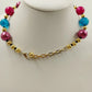 Lot of 3 Multicolor Round Beaded Necklaces Wood Acrylic Metal & Infinity Style