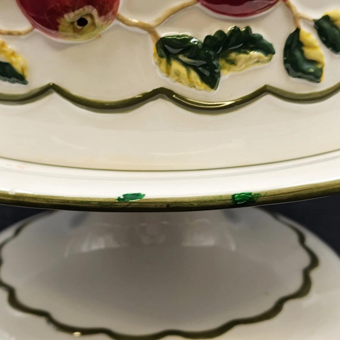 Franciscan Apple Covered Pedestal Cake Plate Large Earthenware Stand with Dome