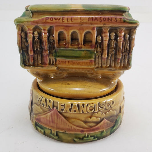 San Francisco Street Car Music Box Pottery Vintage Powell & Hyde & Beach 514