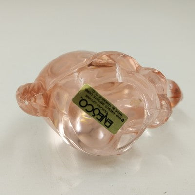 Enesco Art Glass Easter Bunny Peach Figurine 3.5” Vintage Rabbit Paperweight