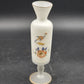 Norleans Vase 10" Hand Painted Bird & Floral Frosted Satin Art Glass w Gold Trim