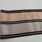 Pink Gray Black Striped Satin Sash Neck Scarf 36" x 5" Fringed Ends Vintage Wrap