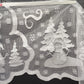 Snowman Mantel Scarf White Lace Christmas 92" x 19" Trees Scalloped Edge NEW