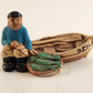 Woodlander Old Sailor Figurine Fisherman Boat Stoneware England 1970s Vintage 4"