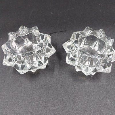 Avon Gem Glow Starburst 3" x 2" Votive Candle Holders Vintage Pair Set 1970's