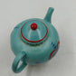 Jim Shore Teapot Candle Enesco Heartwood Creek Blue w Red Heart Ceramic Chip Lid