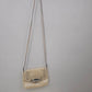 Kathy Van Zeeland Beige Croc Crossbody Bag Studded Rhinestone Heart Clasp Vtg