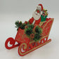Santa Claus Wood Sleigh Card Holder Candy Bowl Pinecone Christmas 9" Centerpiece