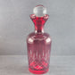 Garnet Red Cut to Clear Bohemian Glass Decanter Clear Stopper & 6 Rock Glasses