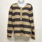 La Redoute Essentiels Striped Sweater Size 14/16 Beige Brown Button Front Macau