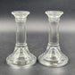 2 Heavy Clear Glass Candlestick Holders Pillar Round Height Choice Poland Vtg