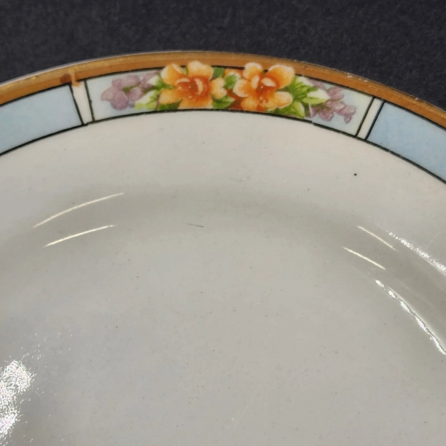 6 Nebraska Blue Bread & Butter Plates England Blue Rim Flower Accent J&G Meakin