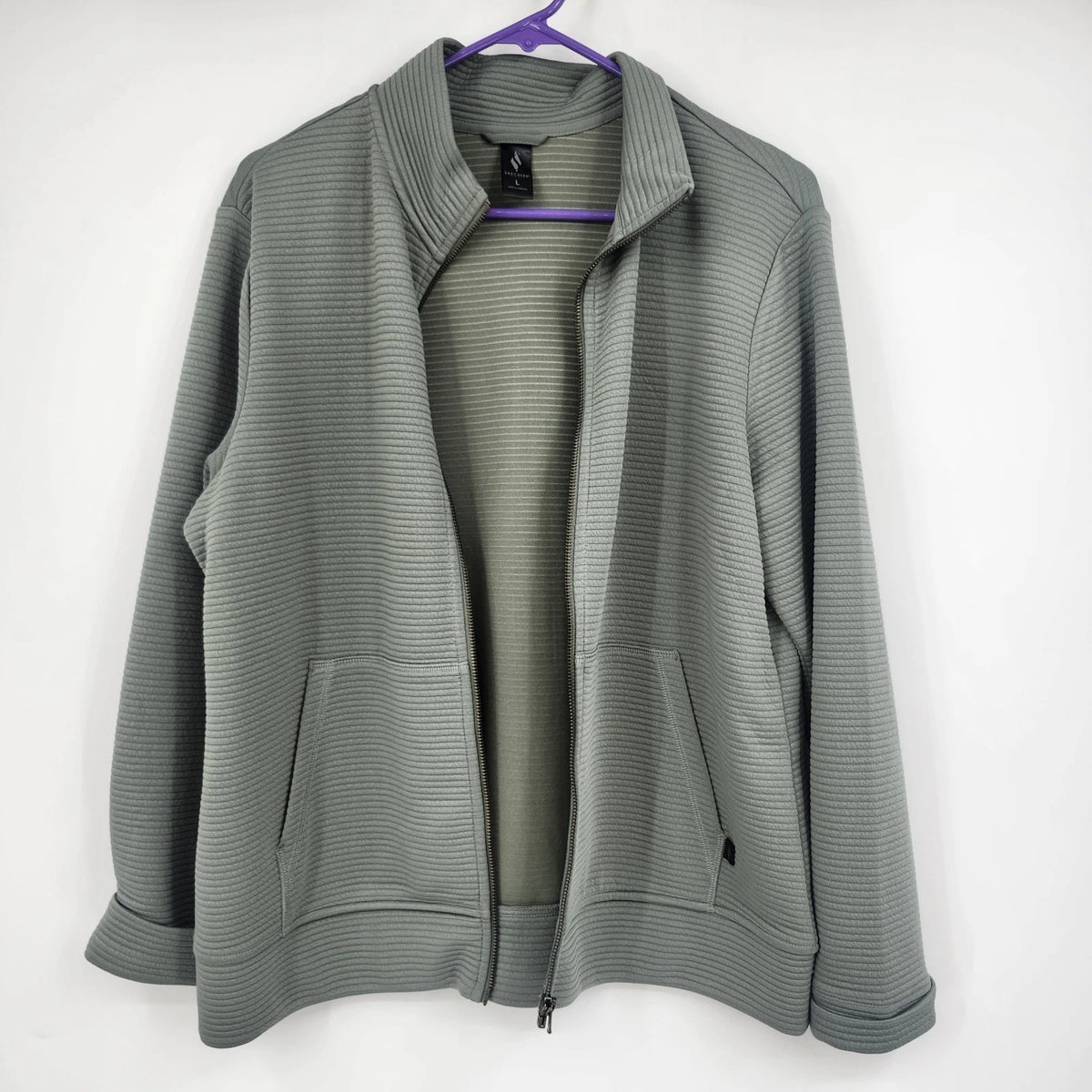 Skechers Go Walk Everywhere Women's Jacket Large Gray Ribbed Full Zip Pockets