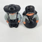 Amish Couple Salt & Pepper Shakers Cast Metal Figural Cork Stopper Country Farm