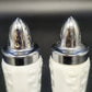 Westmoreland Paneled Grape Milk Glass Salt Pepper Shakers Metal Lids Vintage