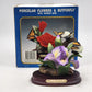 Vemar Collection Porcelain Figurine Purple Iris Red Rose 2 Butterflies Wood Base