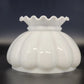 Milk Glass Oil Lamp Shade 8x5.5" Lantern Style Quilted Panel Ruffled Top Vintage