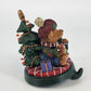 Christmas Stocking Holder Granduer Noel Bear & Tree Cast Iron Base Figural 4.75"