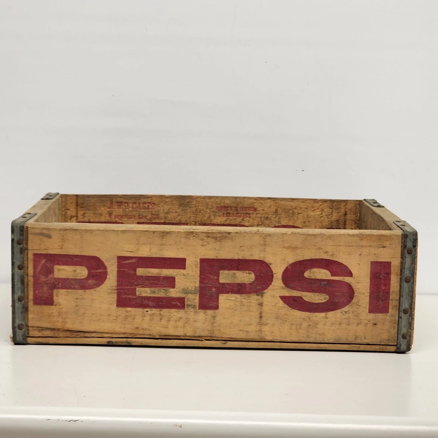 Vintage Pepsi Cola Wooden Soda Crate Bottle Carrier Rustic Decor