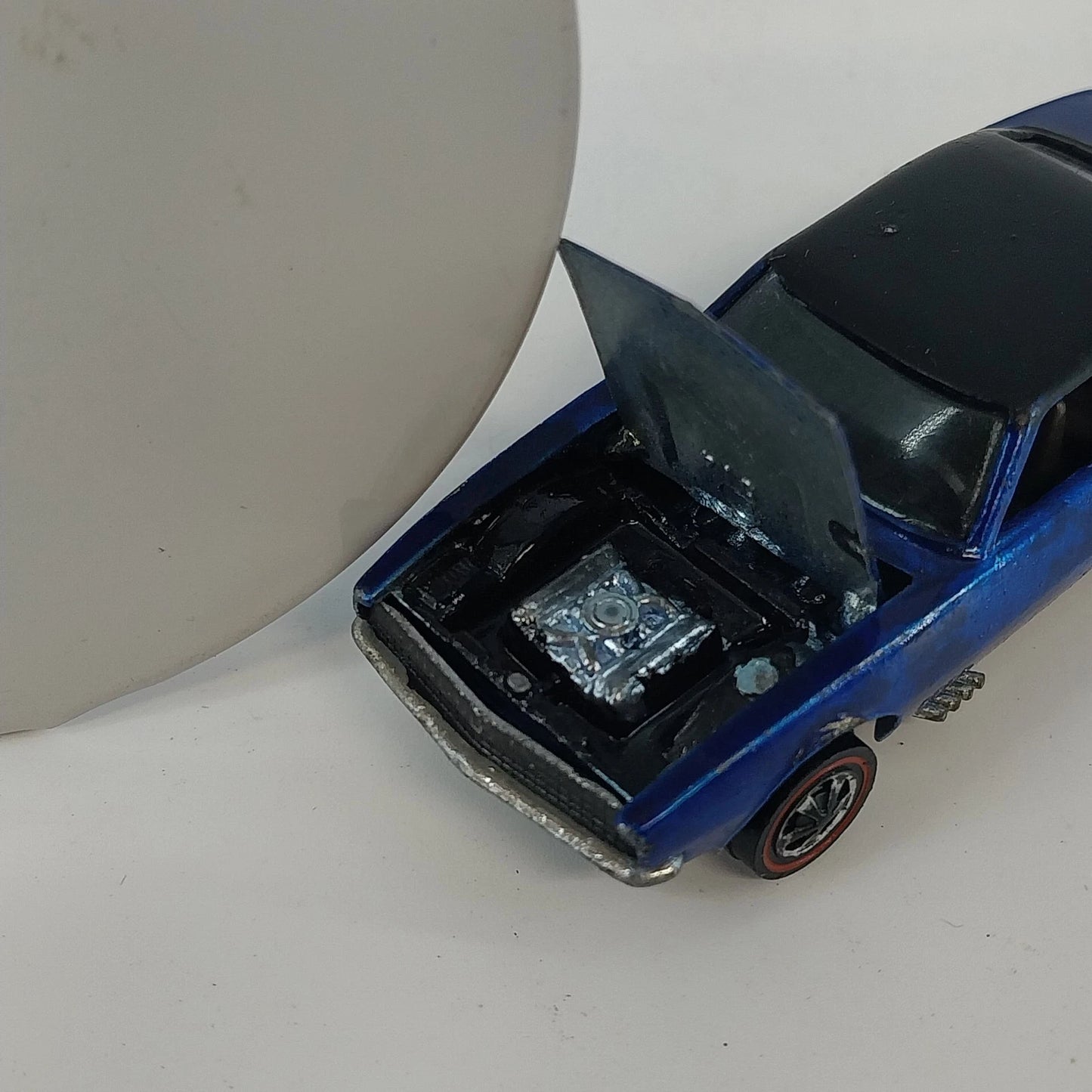 Hot Wheels Redline Custom Camaro Car Spectraflame Blue Black Interior USA 1968