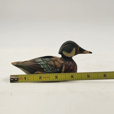 Mallard Duck Decoy Candle Holder Hand Painted Wooden 5.5" Rustic Philippines Vtg