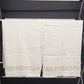 One Pair Of Solid White Curtains w Drawn Thread Lace Inserts 34"x26" Per Panel