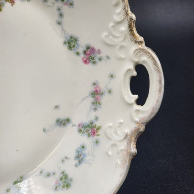 Haviland Limoges "Rebecca" Round Serving Tray – 10" Porcelain with Scalloped Edge, Raised Trellis & Rose Floral Design – Vintage French Tableware