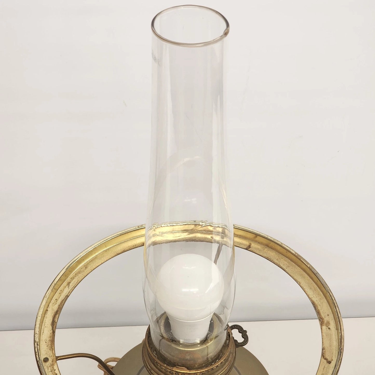 Aladdin Kerosene-Electric Mantle Lamp Solid Brass Crystal Dogwood Glass Shade