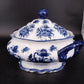 Cracker Barrel Blue White Floral Soup Tureen Serving Bowl with Lid Porcelain Vtg