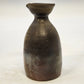 Studio Art Pottery Sake Pitcher Small Vase Pinched Pour Spout Dark Brown 4.5"
