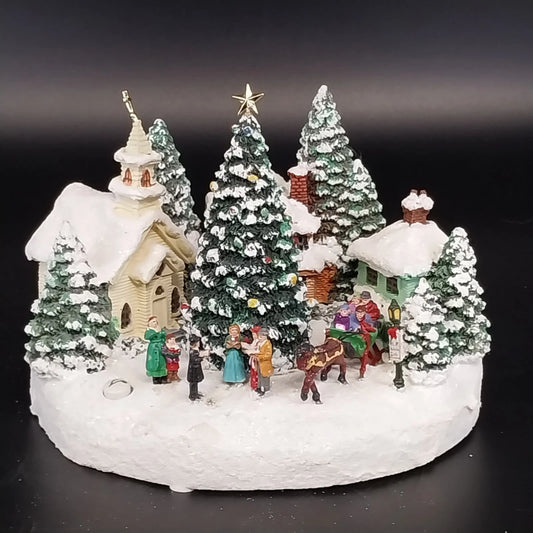 Thomas Kinkade St Nicholas Circle 1993 Lighted Musical Village "Deck The Halls"
