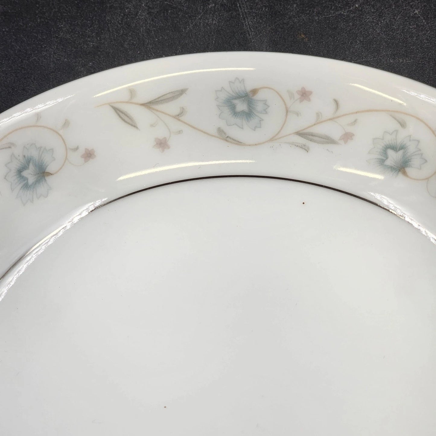 4 English Garden Coupe Soup Bowls Platinum 1221 Fine China of Japan 7.5"
