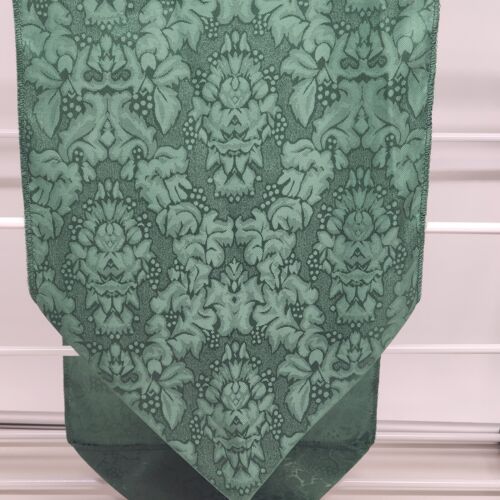 Green Linen Table Runner With Attached Tassels Minor Stain Lightly Used Vintage