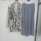 Geometric Blazer Pants Suit Set Blue Southwest Aztec Cotton Size 1 Vintage