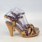 Saint Charles Platform Heels Women Size 8 Yellow Purple Silk
