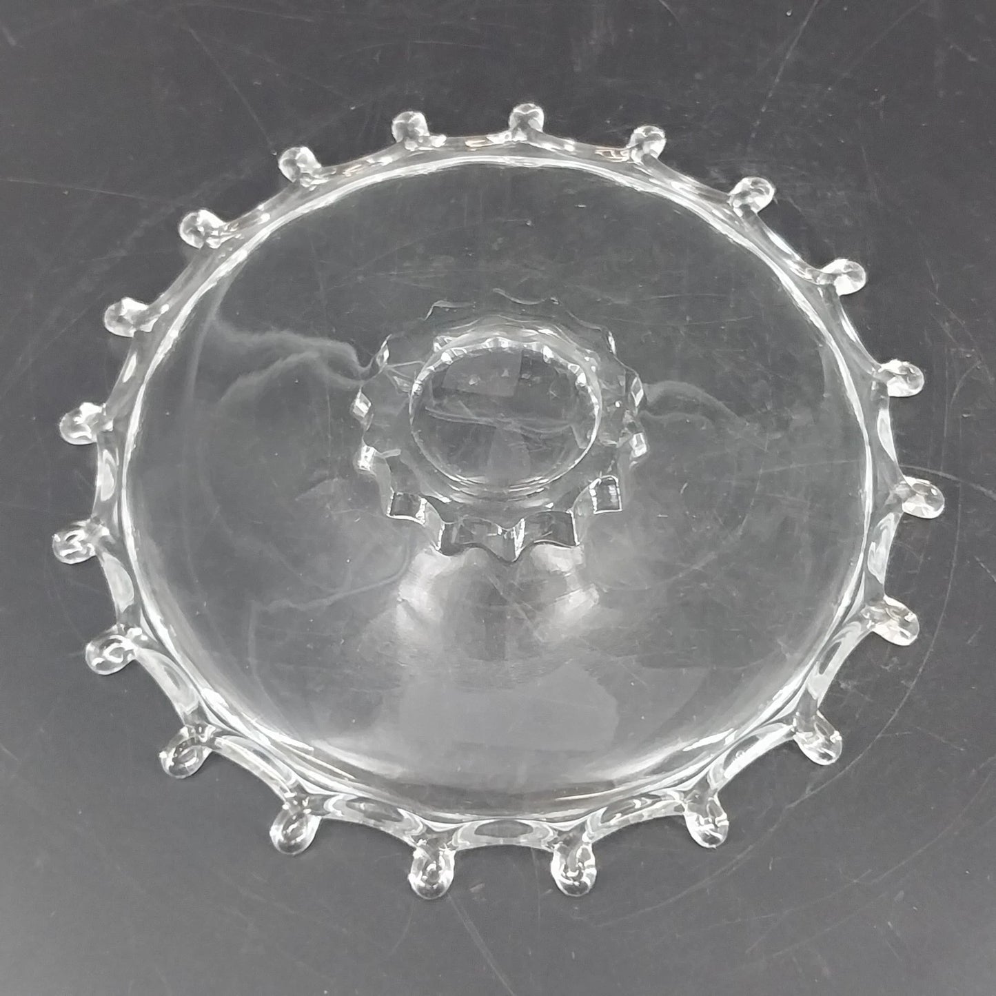 Heisey Lariat Clear Glass Footed Bon Bon Nougat Plate Candy Dish 8.5" Looped Rim