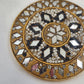 Gold Tone Round Pocket Mirror 2.75" Beaded Ornate Geometric Mosaic Star Design