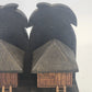 Hand Carved Tiki Hut Bookends Wood Polynesian Filipino Bahay Kubo Decor 8"x5"x4"