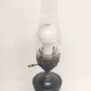 Toleware Table Lamp Black Gold Metal MCM Hurricane Globe Black Metal Cone Shade