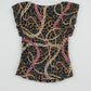 JTB Leopard Chain Print Top Women's Petite Large Ruffle Cap Sleeve Stretch Tee