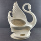 White Ceramic Swan Planter by Maddux of CA 1950s Bracket for Adding Light 12"h