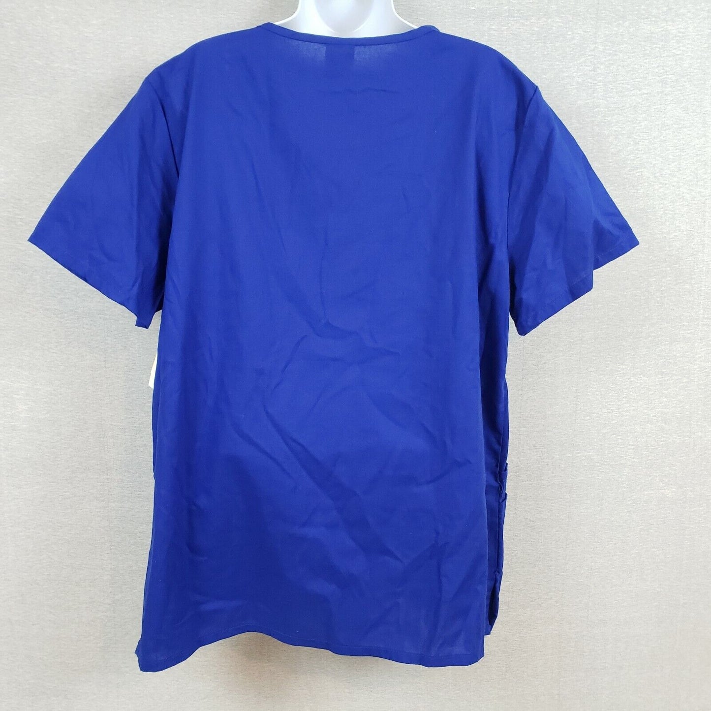 B Scrubs Solid Blue Uniform Top Womens 1XL 3 Pocket Scrubs NWT