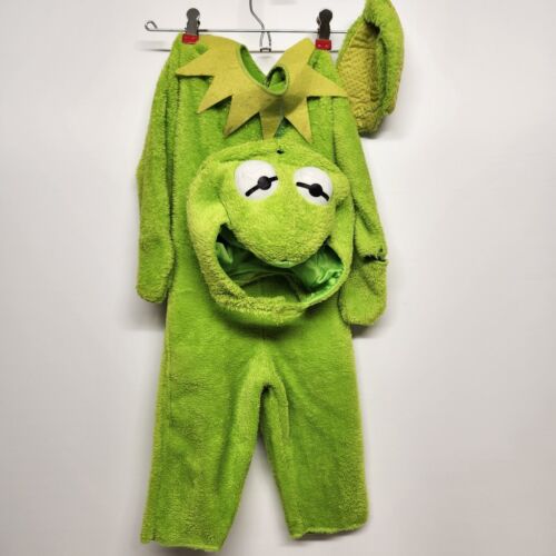 2T Kermit The Frog Dress Up Costume 3 Piece Toddler Set With Hood And Booties