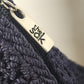 The Sak Navy Blue Striped Crocheted Boho Shoulder Hand Bag Purse Zipper 10"x13"