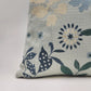 Decorative Down Throw Pillow 20"x20" Blues Embroidered Floral Leaf Cotton Canvas