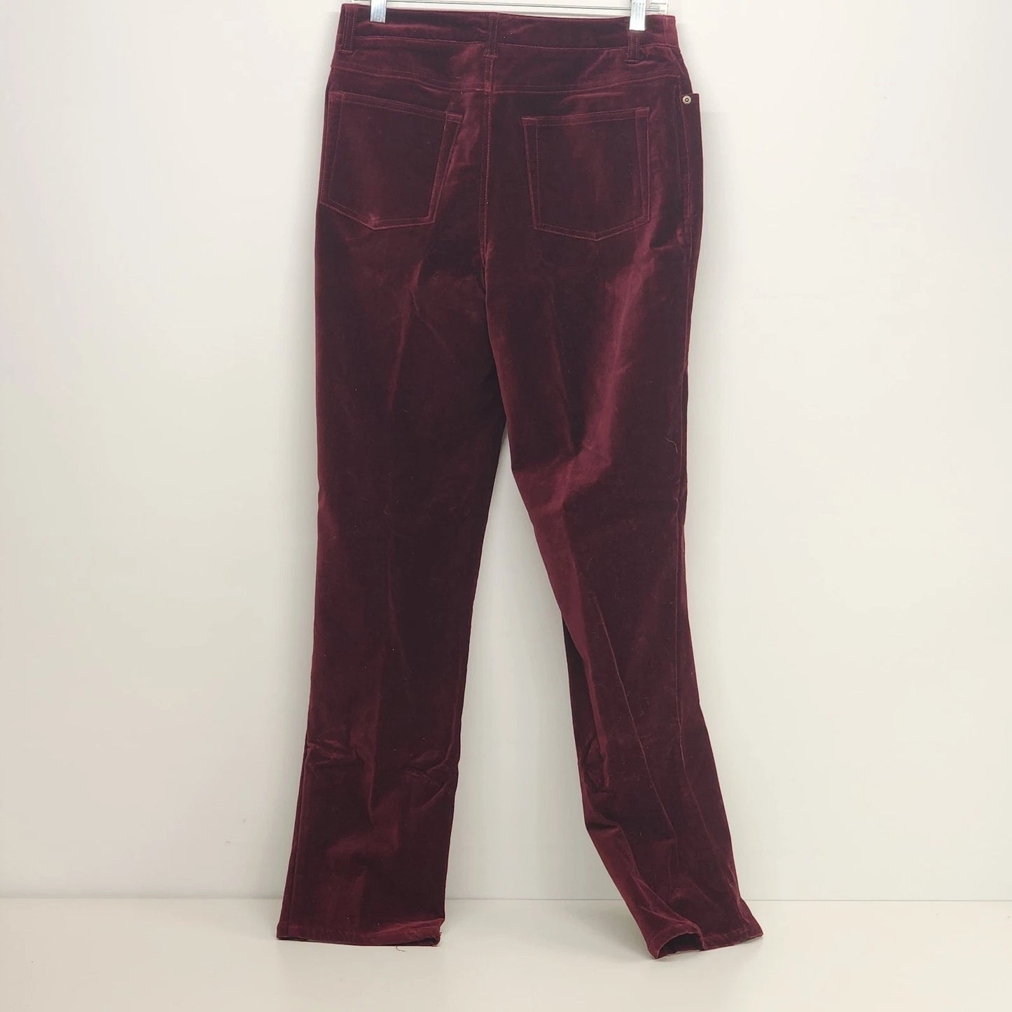 Newport News Jeanology Maroon Pants Size 10 Suede-Like Soft Stretch Cotton Vtg