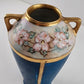 Antique Fraureuth Porcelain Vase Germany Hand Painted Flowers Gold Trim 5.75" T