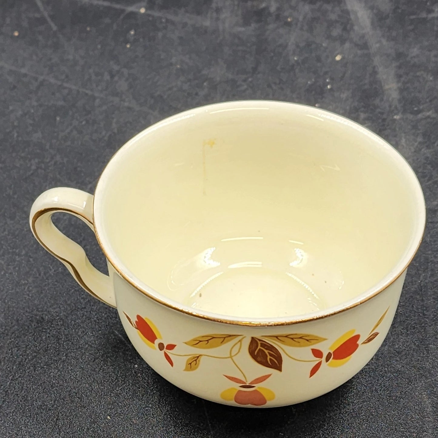 Autumn Leaf Cup & Saucer Set Ruffled D Flat Hall's Superior & Jewel Tea MCM Vtg