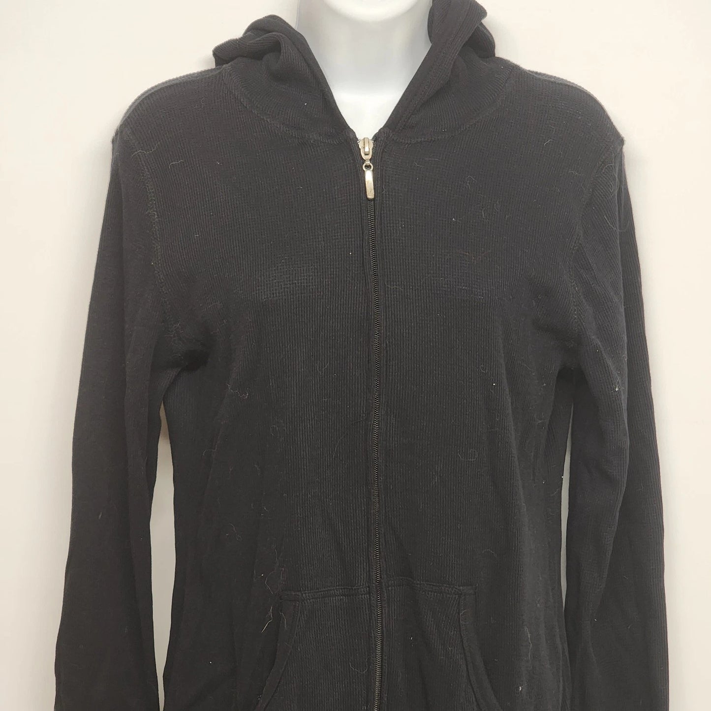 Sweet N' Kool Outfitters Hoodie Womens L Black Bedazzled Rhinestone Zip Up Goth